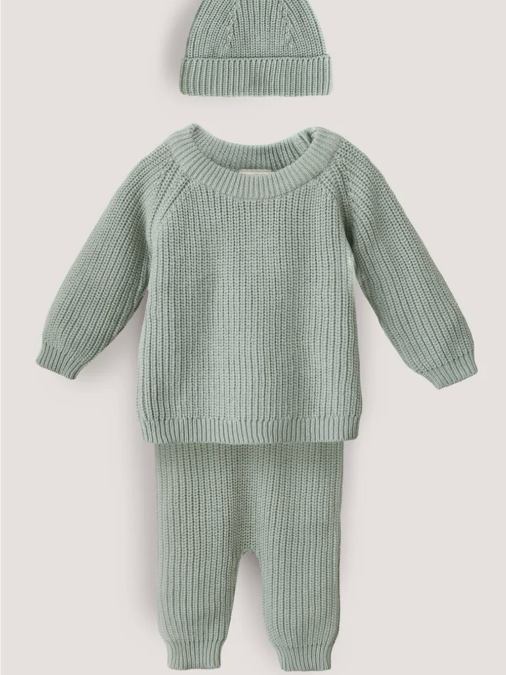 Mushie-NWT Soft Chunky Knit Baby Set (6-9 months) in Sage Green